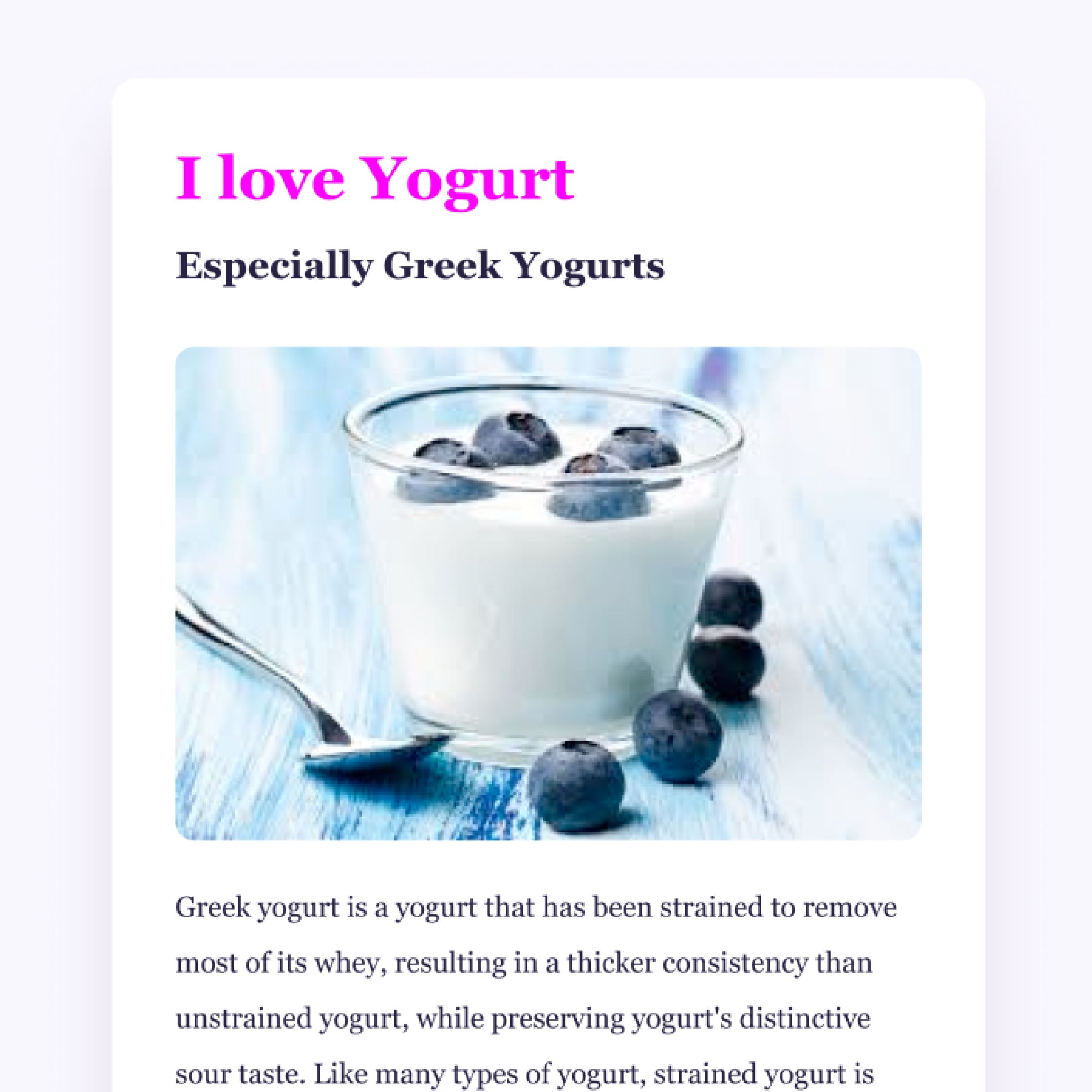 yogurt webpage